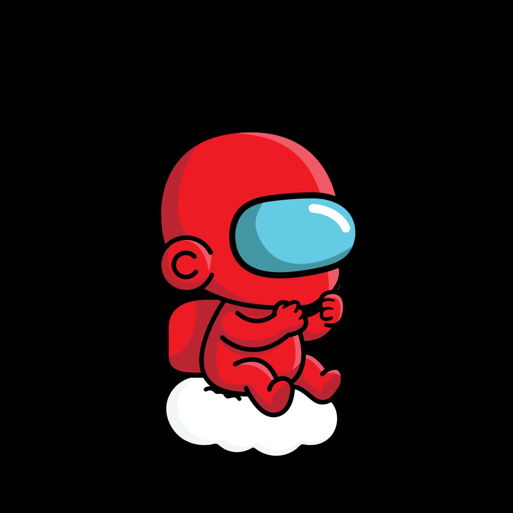 TOTZ dressed as a red astronaut with a blue visor