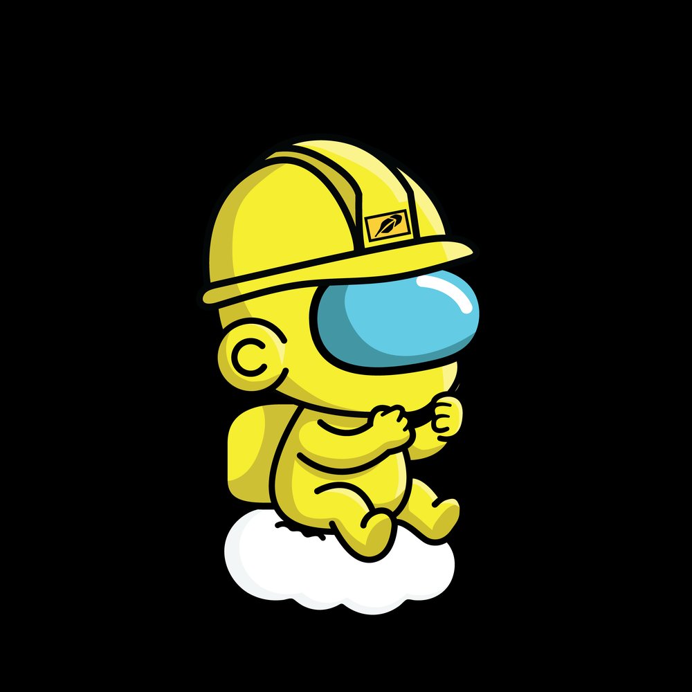 TOTZ dressed as a yellow astronaut with a hard hat visor