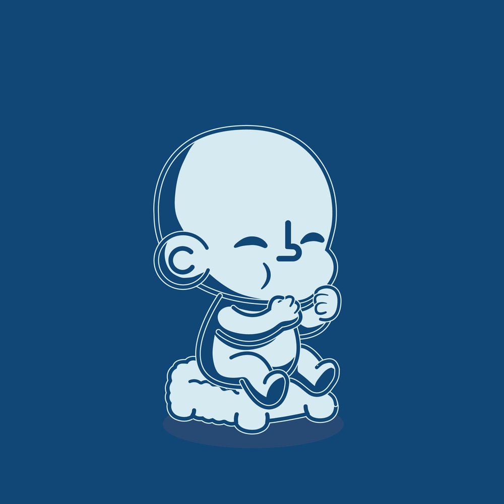 TOTZ drawn in a blue blueprint line-art style