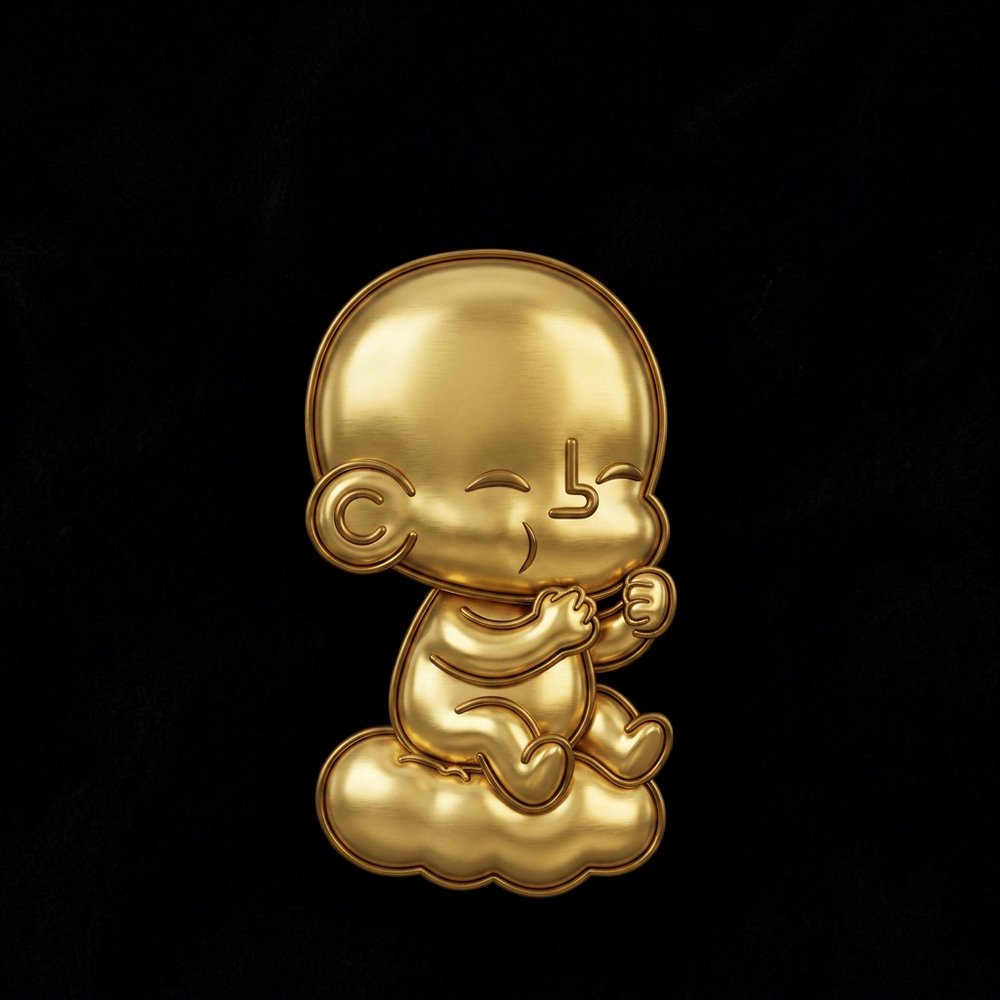 TOTZ cast as a solid polished gold statue