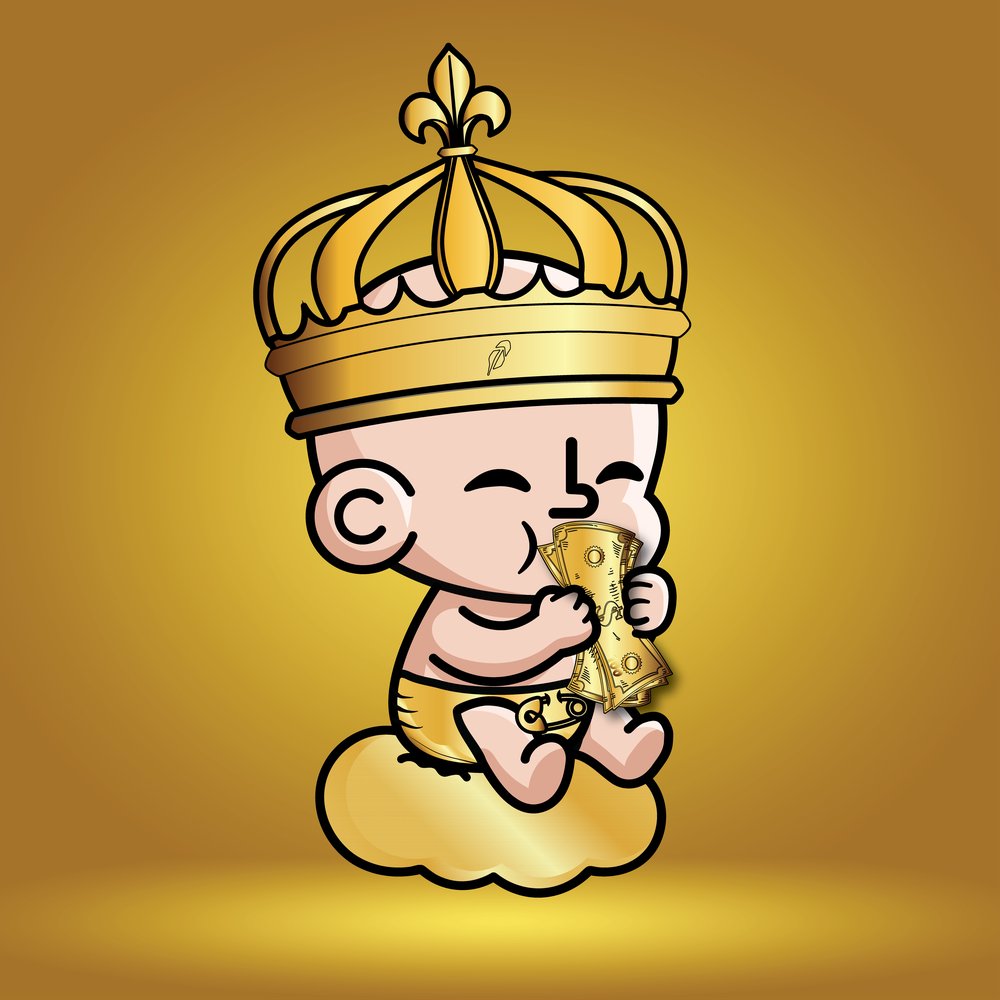 TOTZ wearing a gold crown and holding cash