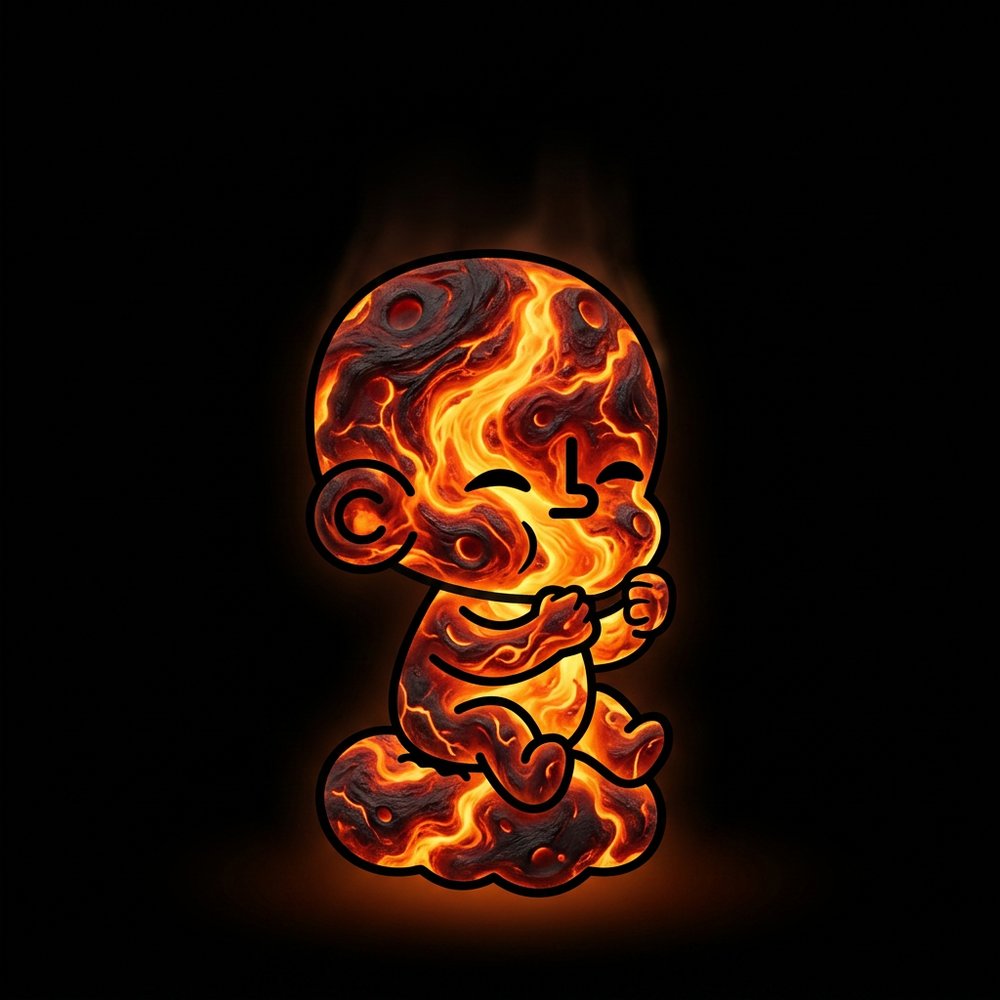 TOTZ made of glowing molten lava and obsidian
