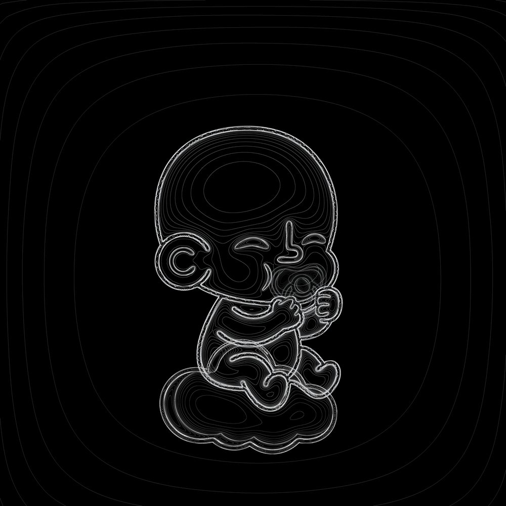 TOTZ drawn as a dark topographic wireframe